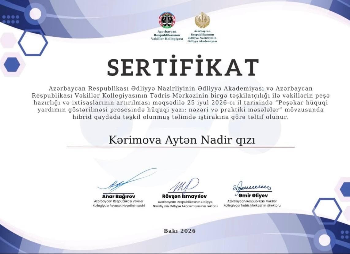 Peşəkar hüquqi yardımın göstərilməsi prosesində hüquqi yazı: nəzəri və praktiki məsələlər